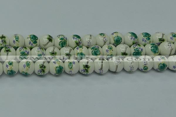 CPB584 15.5 inches 12mm round Painted porcelain beads