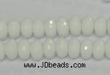 CPB59 15.5 inches 6*10mm faceted rondelle white porcelain beads