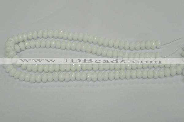 CPB59 15.5 inches 6*10mm faceted rondelle white porcelain beads