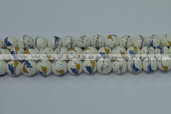 CPB592 15.5 inches 8mm round Painted porcelain beads