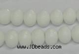 CPB60 15.5 inches 8*12mm faceted rondelle white porcelain beads