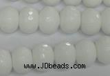 CPB61 15.5 inches 10*14mm faceted rondelle white porcelain beads