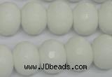 CPB63 15.5 inches 13*18mm faceted rondelle white porcelain beads