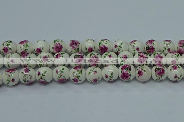 CPB635 15.5 inches 14mm round Painted porcelain beads