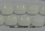 CPB66 15.5 inches 12*16mm drum white porcelain beads wholesale