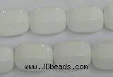 CPB67 15.5 inches 13*18mm drum white porcelain beads wholesale