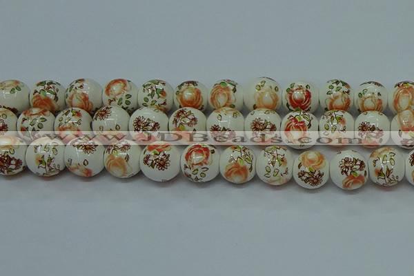 CPB671 15.5 inches 6mm round Painted porcelain beads