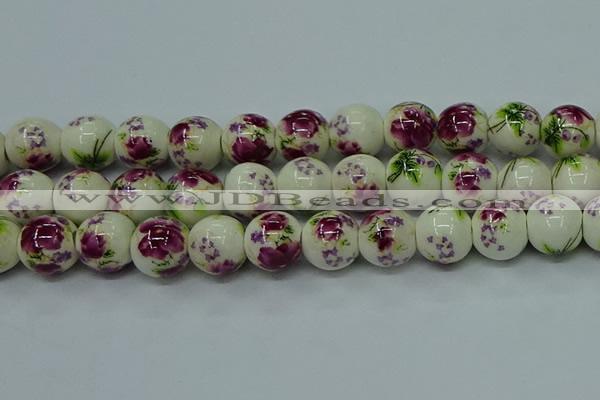 CPB701 15.5 inches 6mm round Painted porcelain beads