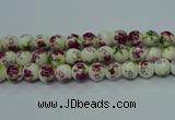 CPB702 15.5 inches 8mm round Painted porcelain beads