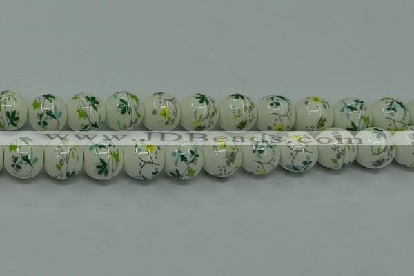 CPB781 15.5 inches 6mm round Painted porcelain beads