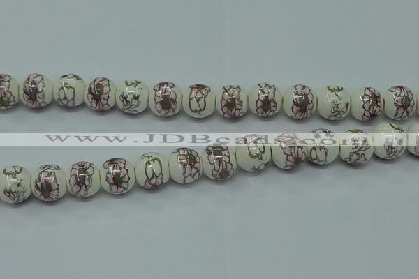 CPB791 15.5 inches 6mm round Painted porcelain beads