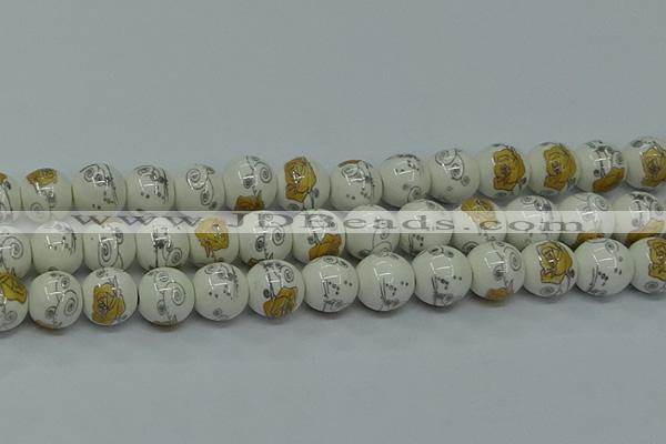 CPB801 15.5 inches 6mm round Painted porcelain beads