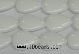 CPB91 15.5 inches 15*20mm flat teardrop white porcelain beads wholesale