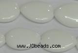 CPB92 15.5 inches 18*25mm flat teardrop white porcelain beads wholesale