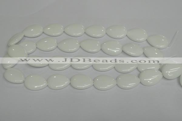 CPB92 15.5 inches 18*25mm flat teardrop white porcelain beads wholesale