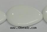 CPB94 15.5 inches 30*40mm flat teardrop white porcelain beads wholesale