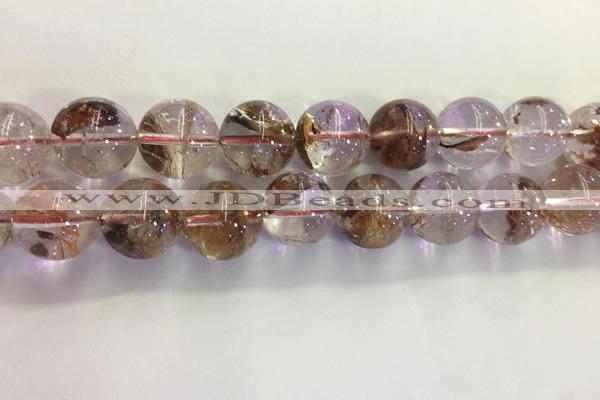 CPC656 15.5 inches 16mm round yellow phantom quartz beads