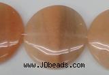 CPE30 15.5 inches 30mm flat round peach stone beads wholesale