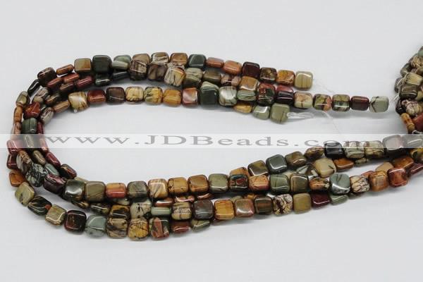 CPJ05 15.5 inches 10*10mm square picasso jasper beads wholesale