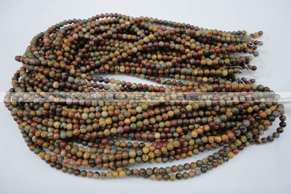 CPJ151 15.5 inches 4mm round picasso jasper gemstone beads