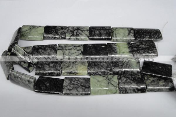 CPJ239 15.5 inches 22*30mm flat tube green picasso jasper beads