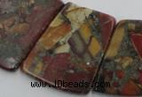 CPJ380 18*25mm - 26*32mm trapezoid picasso jasper & pyrite beads