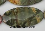 CPJ415 15 inches 25*50mm faceted oval picasso jasper gemstone beads