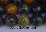 CPJ475 15.5 inches 14mm round black picasso jasper beads wholesale