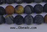 CPJ493 15.5 inches 10mm round matte black picasso jasper beads