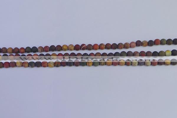 CPJ500 15.5 inches 4mm round matte picasso jasper beads wholeasle