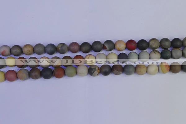 CPJ513 15.5 inches 10mm round matte polychrome jasper beads wholeasle