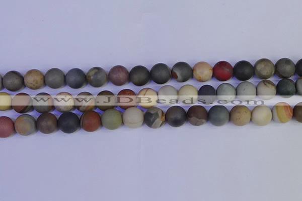 CPJ514 15.5 inches 12mm round matte polychrome jasper beads wholeasle