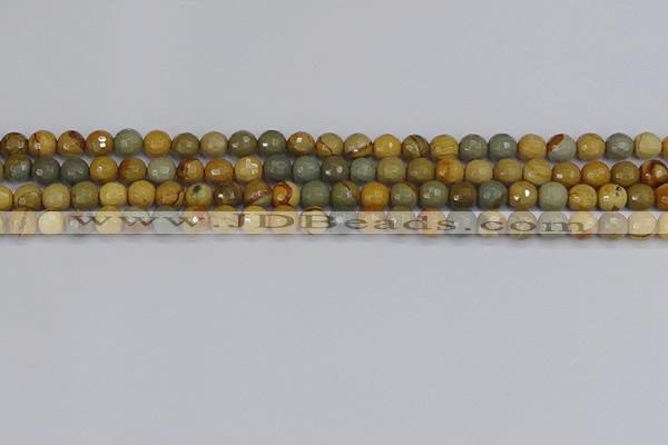 CPJ541 15.5 inches 6mm faceted round wildhorse picture jasper beads