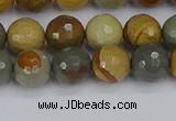 CPJ542 15.5 inches 8mm faceted round wildhorse picture jasper beads