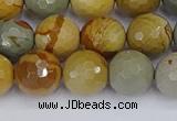 CPJ543 15.5 inches 10mm faceted round wildhorse picture jasper beads