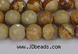 CPJ557 15.5 inches 8mm faceted round picture jasper beads