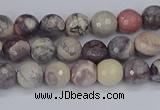 CPJ610 15.5 inches 4mm faceted round purple striped jasper beads