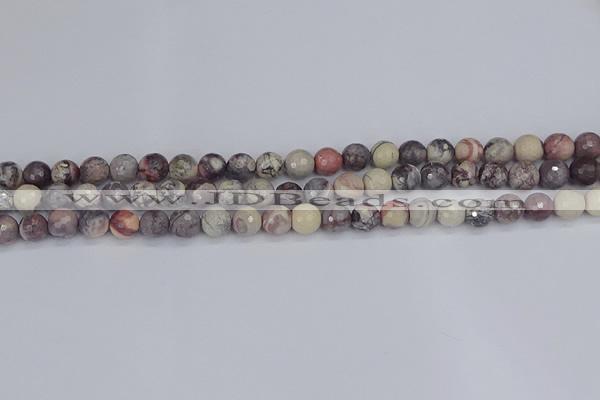 CPJ611 15.5 inches 6mm faceted round purple striped jasper beads