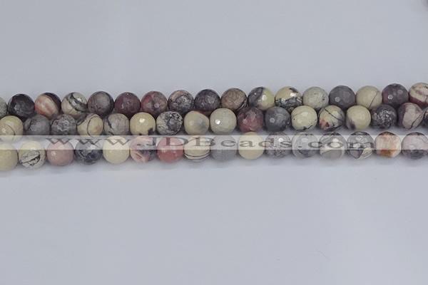 CPJ612 15.5 inches 8mm faceted round purple striped jasper beads