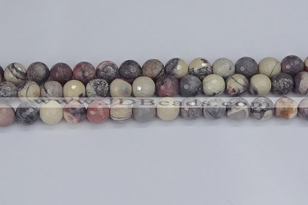 CPJ614 15.5 inches 12mm faceted round purple striped jasper beads