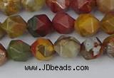 CPJ626 15.5 inches 6mm faceted nuggets picasso jasper beads