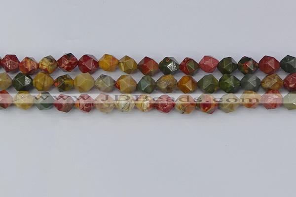 CPJ627 15.5 inches 8mm faceted nuggets picasso jasper beads