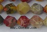 CPJ628 15.5 inches 10mm faceted nuggets picasso jasper beads