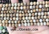 CPJ650 15.5 inches 4mm round matte picture jasper beads wholesale