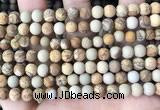 CPJ651 15.5 inches 6mm round matte picture jasper beads wholesale