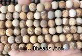 CPJ652 15.5 inches 8mm round matte picture jasper beads wholesale