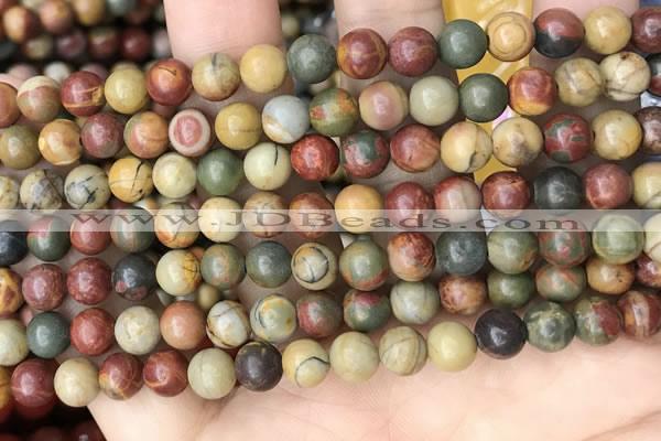 CPJ671 15.5 inches 6mm round picasso jasper beads wholesale