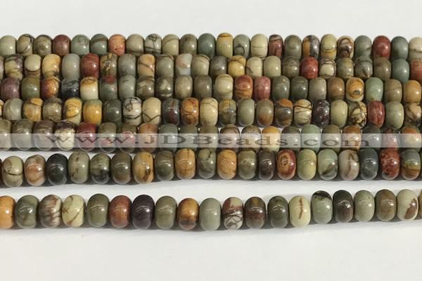 CPJ677 15.5 inches 4*6mm rondelle picasso jasper beads wholesale