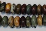 CPJ69 15.5 inches 7*14mm rondelle picasso jasper gemstone beads