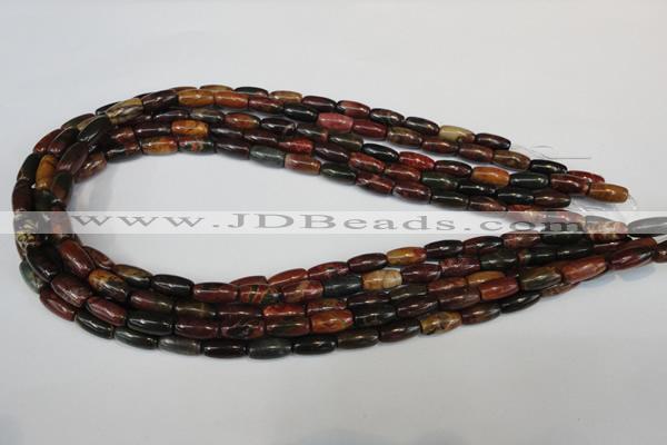 CPJ70 15.5 inches 6*12mm rice picasso jasper gemstone beads